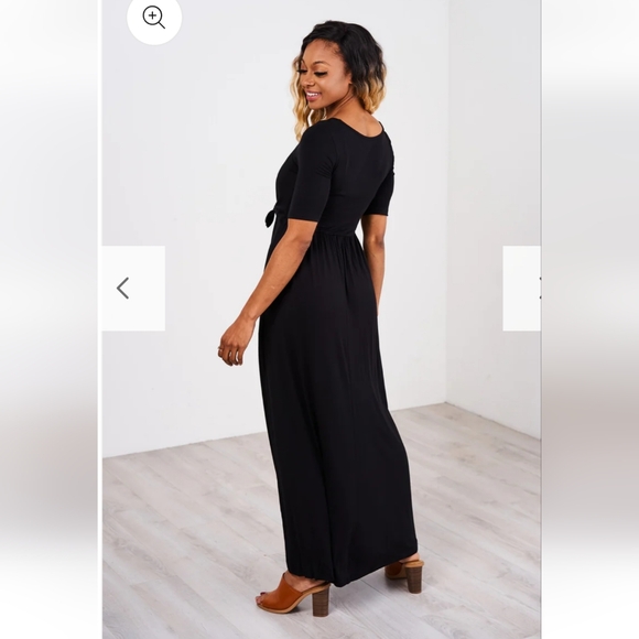 NWT Latched Mama Front Knot Nursing Maxi Dress Black XS - Picture 2 of 5